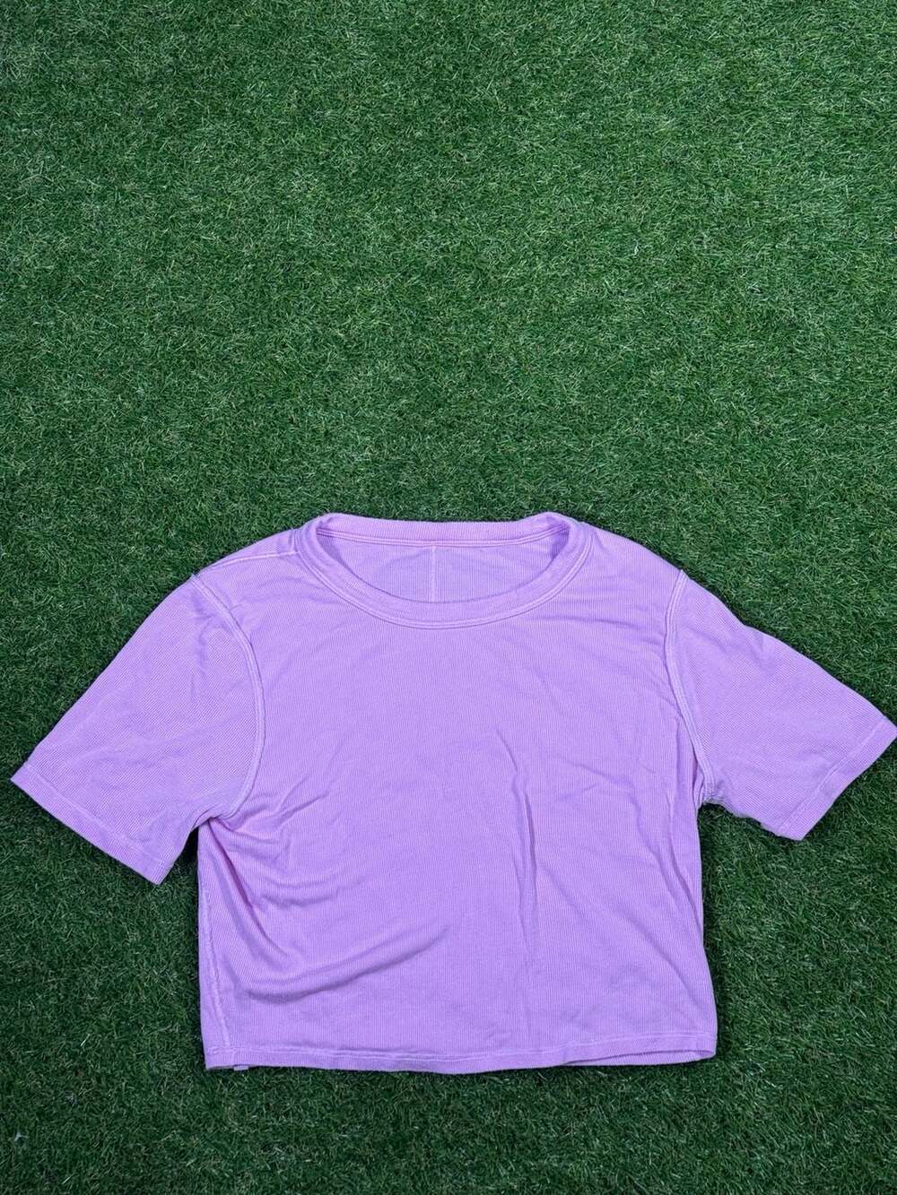 CloudMotion Cropped Ribbed Short Sleeve T-Shirt for Girls Purple